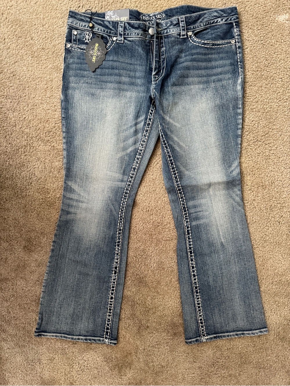Paisley Sky Faded Blue Bootcut Jeans